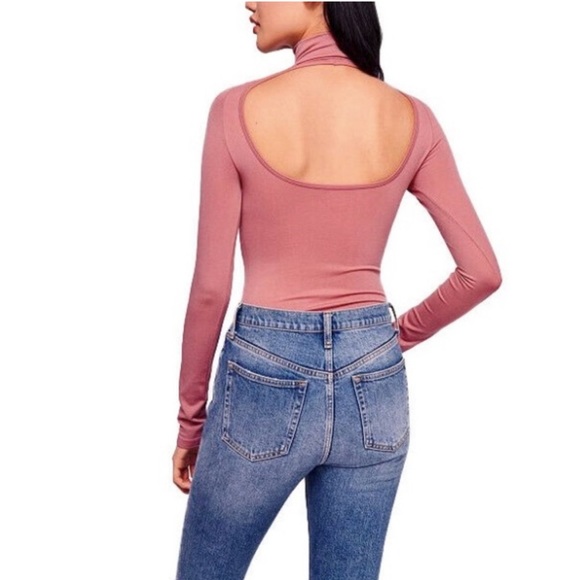 Intimately Free People Open Back Mock Neck Top Muted Pink - Picture 2 of 6